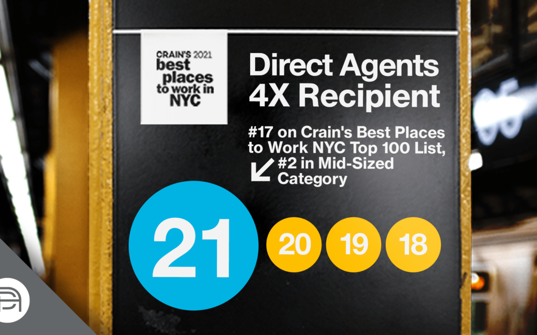 Direct Agents Ranks #17 on Crain’s NYC Top 100 List, #2 in Mid Sized Category